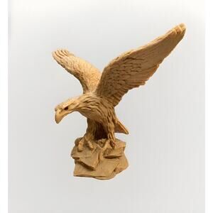 Vintage Eagle Sculpture Statue 12”H 13” Wing Span Red Eyes Soaring Mexico